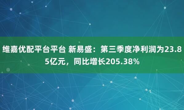 维嘉优配平台平台 新易盛：第三季度净利润为23.85亿元，同比增长205.38%