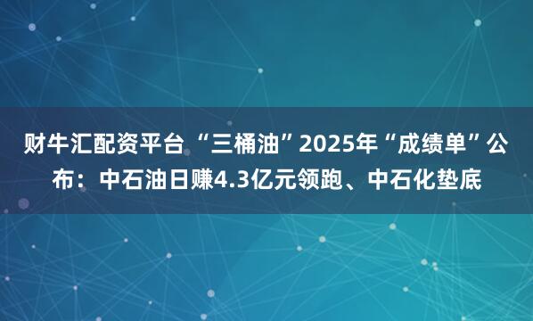 财牛汇配资平台 “三桶油”2025年“成绩单”公布：中石油日赚4.3亿元领跑、中石化垫底